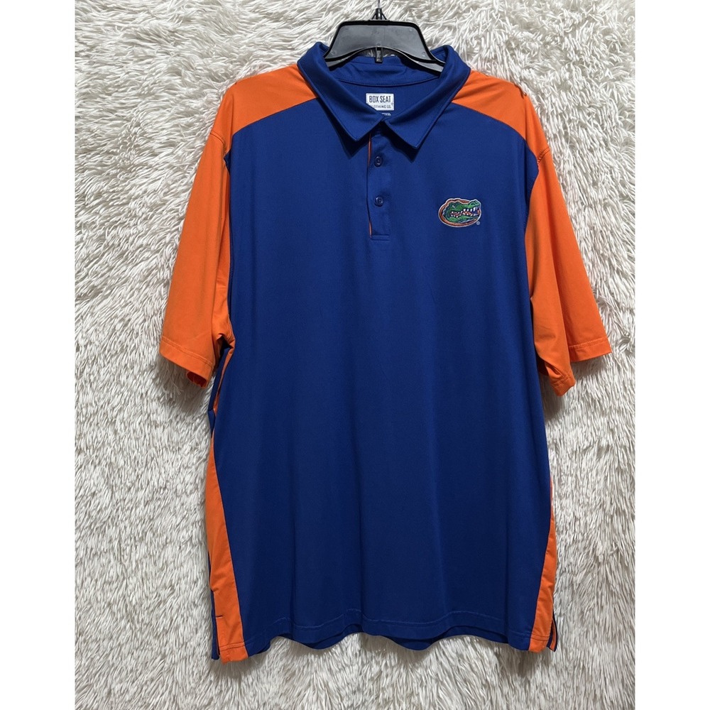 Box Seat Polo Shirt Mens Size 2XL Blue Short‎ Sleeve Florida Gators Logo NCAA